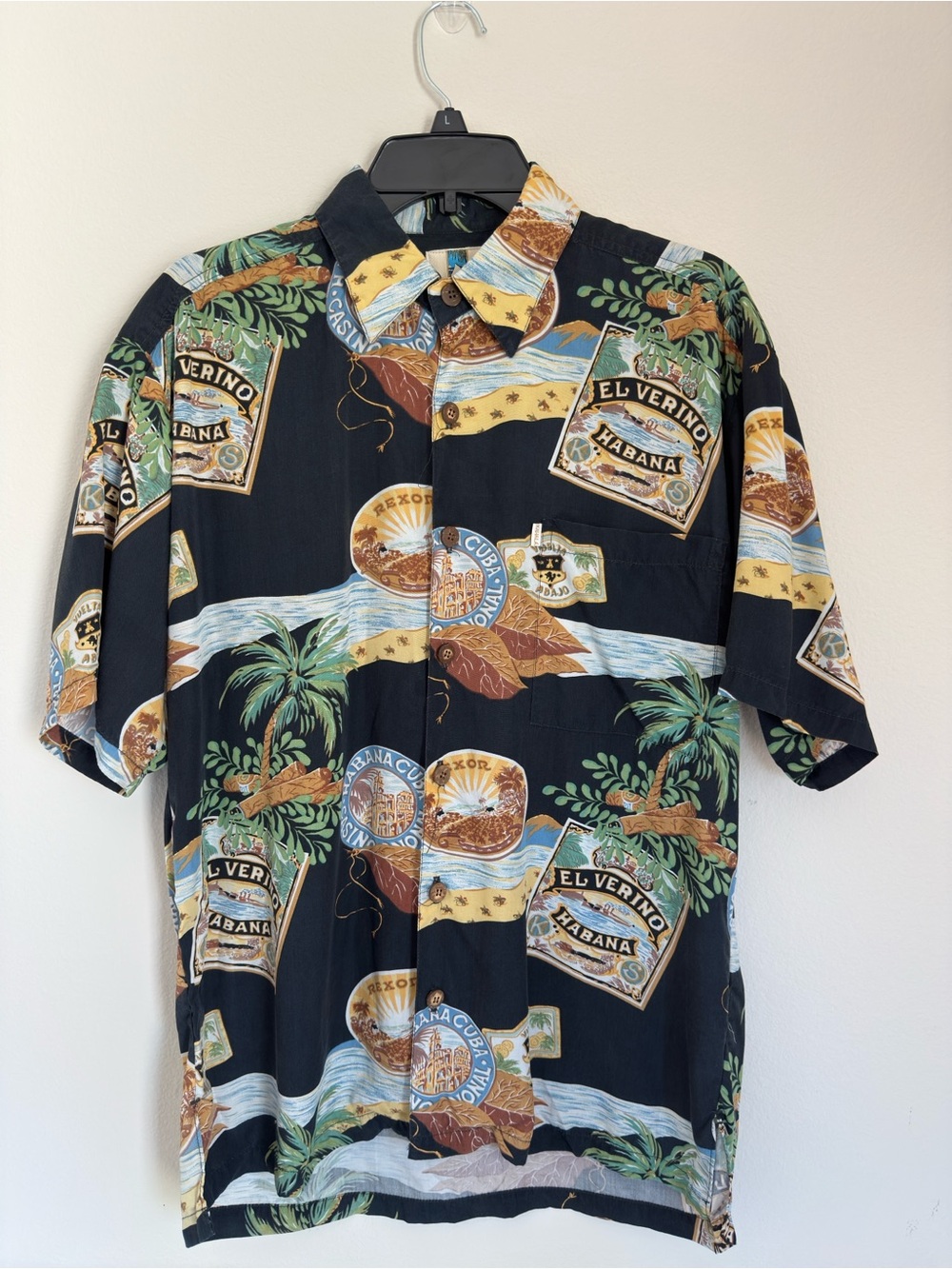 Kahala Hawaiian Islands Men S Button Down Shirt Cuba Print Rayon Made in Hawaii